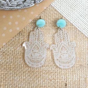 Handmade Acrylic Hasma Hand Earrings